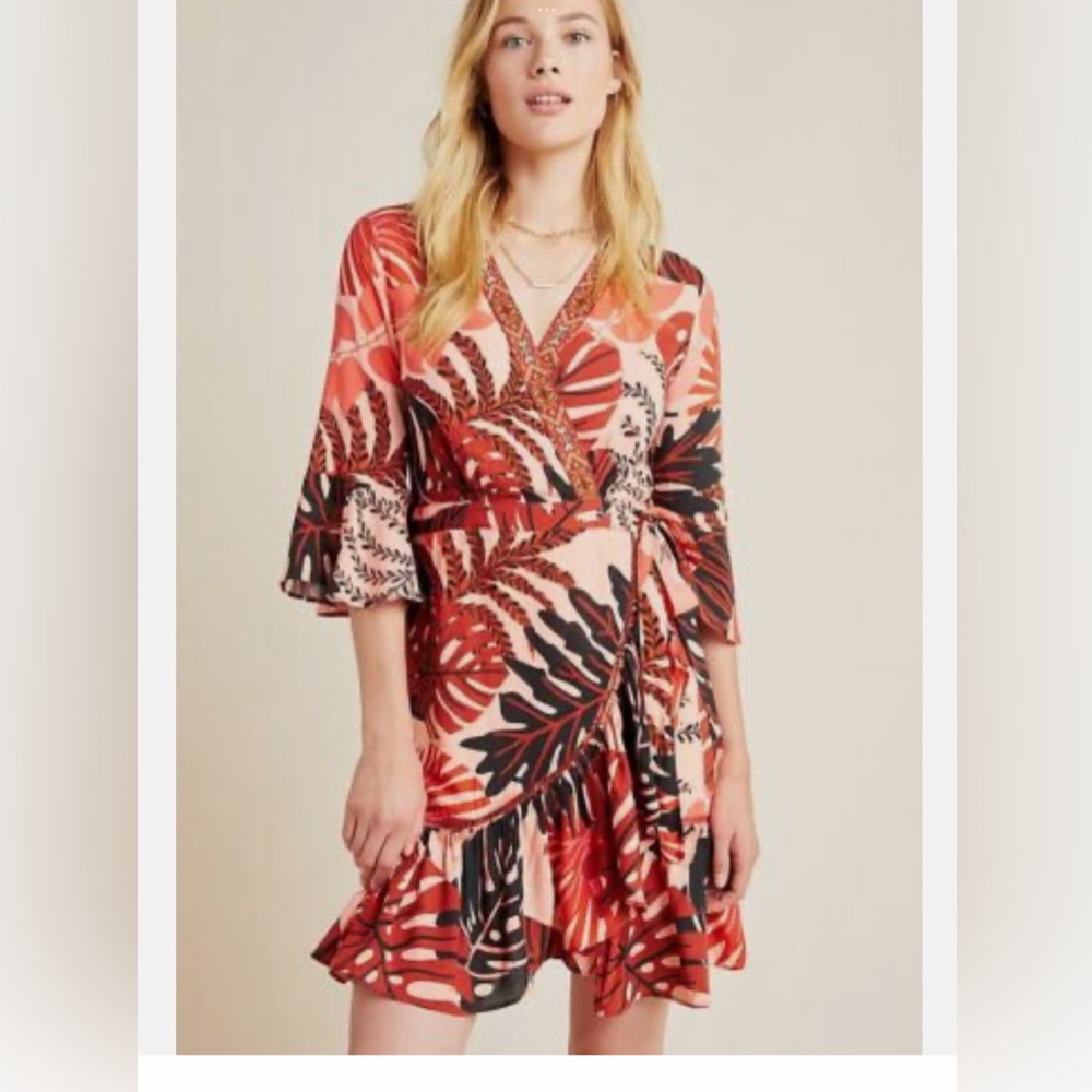 Farm Rio for Anthropologie wrap mini dress